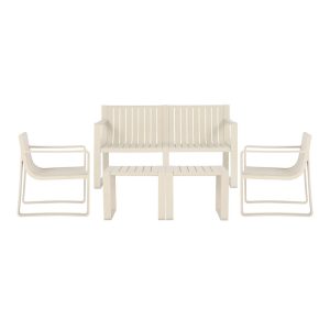 Bancos para ára externa com mesa central cor beije