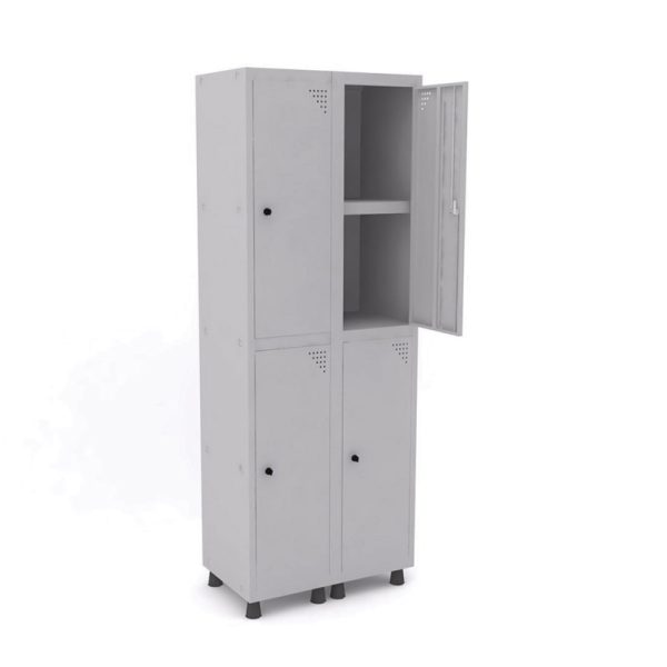 Roupeiro Horizontal de 4 portas com pitão para cadeado cor cinza