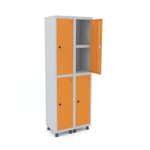 Roupeiro Horizontal de 4 portas com pitão para cadeado cor laranja