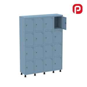 Roupeiro com 16 portas quadradas vertical com pitão para cadeado cor Azul claro Modelo 2