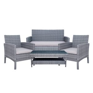 Sofá Duplo com 2 Poltronas e Mesa de Centro