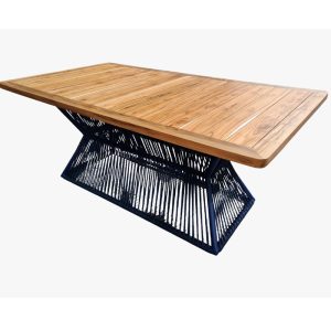 Mesa com corda nautica e tampo de madeira